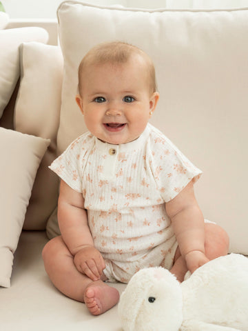 Delicate Pink Flowers Romper- Fixoni