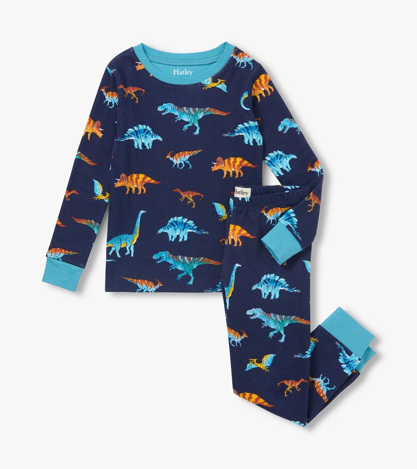 Hatley: Colourful Dinos Cotton Rib Pajama Set