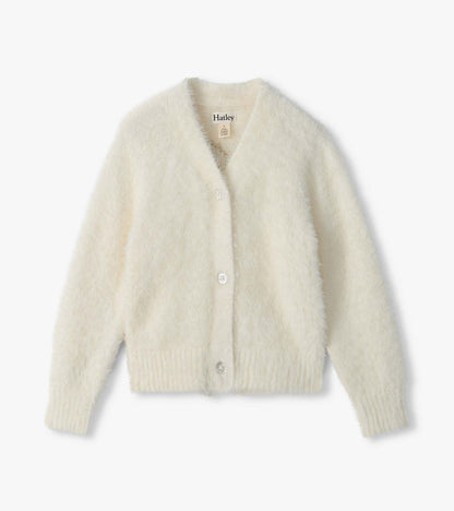 Hatley: Gold Heart Fuzzy Shrunken Cardigan