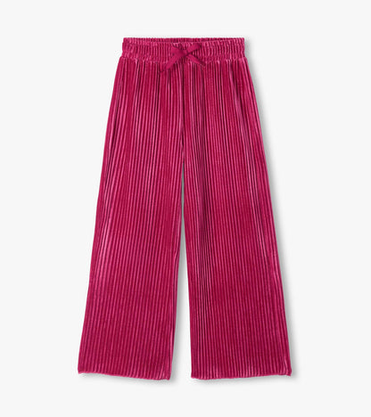 Hatley: Pink Pleated Velour Relaxed Pants