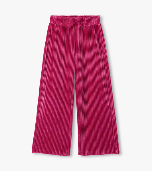 Hatley: Pink Pleated Velour Relaxed Pants
