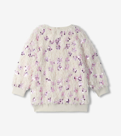 Hatley: Pink Sequins On Cream Feathers Pullover