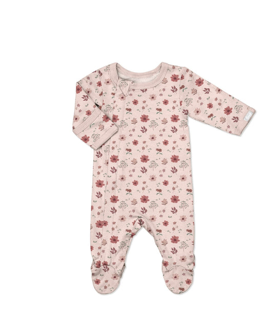 Coccoli: Floral On Rosewater Zipper Footie