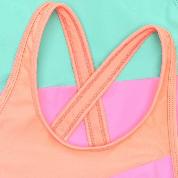 Colorblock Swimsuit Peach Pink- Colour Kids