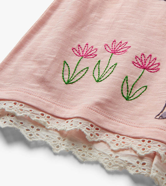 Elephant Eyelet Trim Tee and Short Set- Hatley