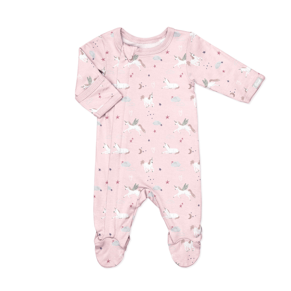 Coccoli: Unicorns On Light Pink Zipper Footie