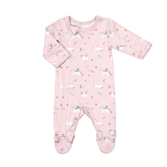 Coccoli: Unicorns On Light Pink Zipper Footie
