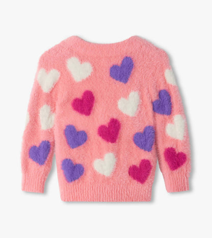 Hatley: Jumbo Hearts Fuzzy Cardigan