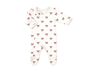 Coccoli: Bows On Whisper Zipper Cotton Onesie