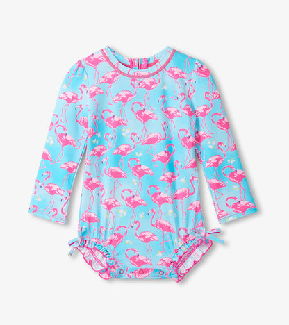 Whimsical flamingos rashgauard swim suit hatley