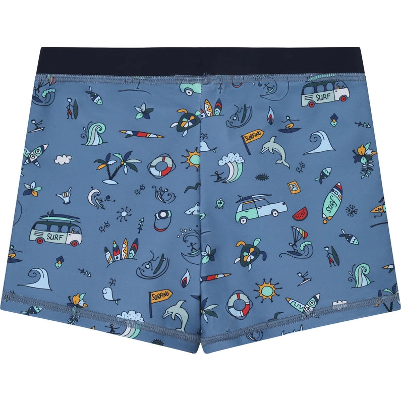 Blue Surf Life Swim Shorts- Colour Kids