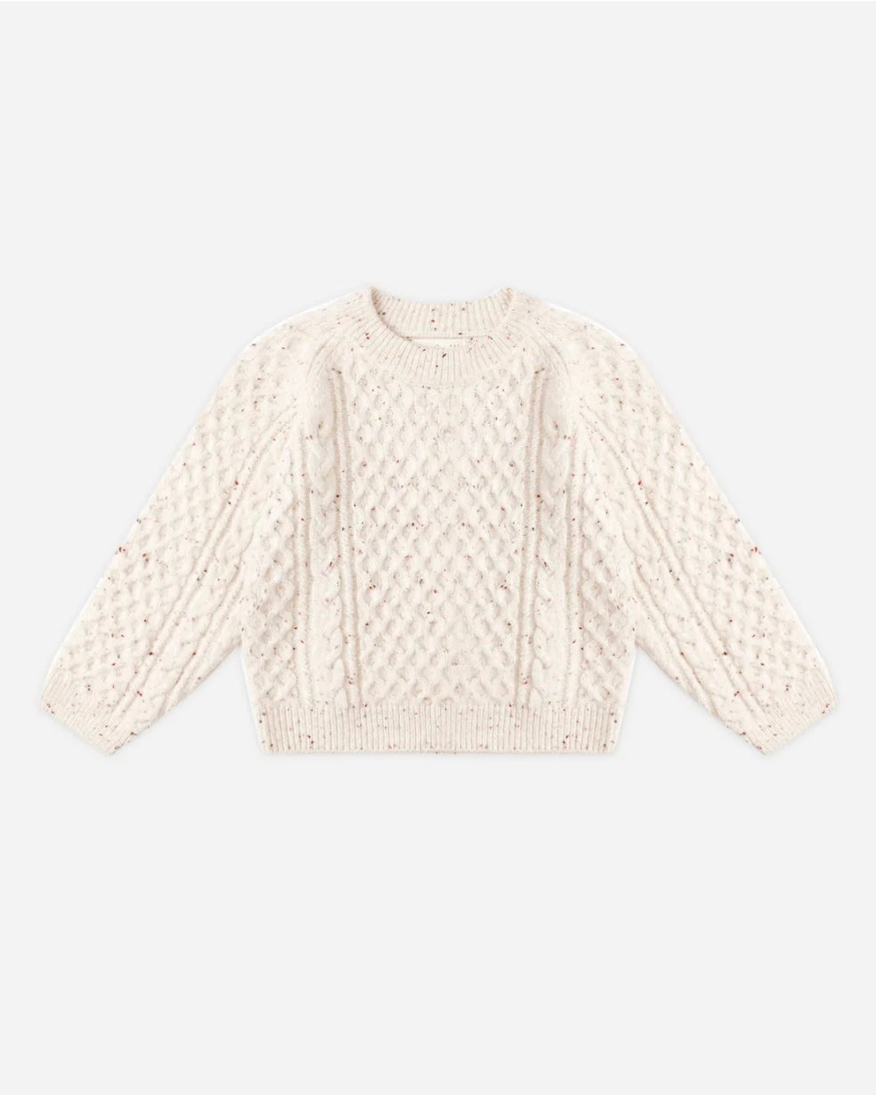 Cable Knit Sweater || Natural Speckled