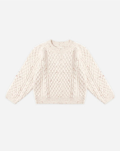 Cable Knit Sweater || Natural Speckled