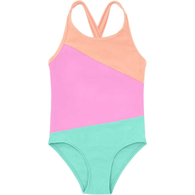 Colorblock Swimsuit Peach Pink- Colour Kids