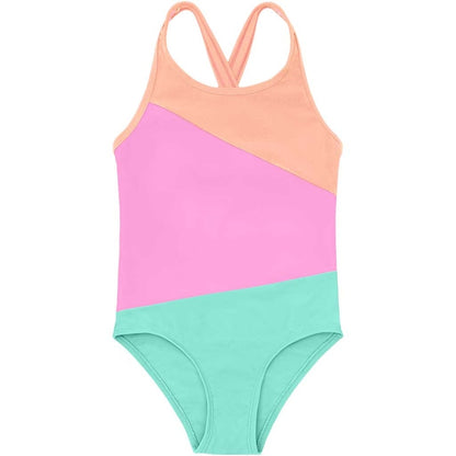 Colorblock Swimsuit Peach Pink- Colour Kids