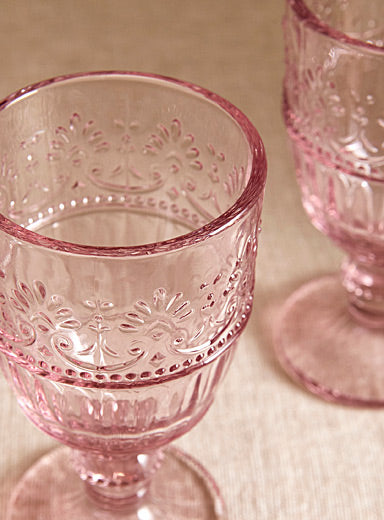 Pink Flower Wine Goblet- Abbott Collection
