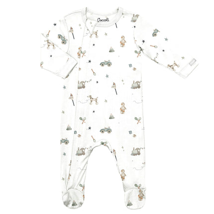 Coccoli: Toys On Cream Zipper Footie