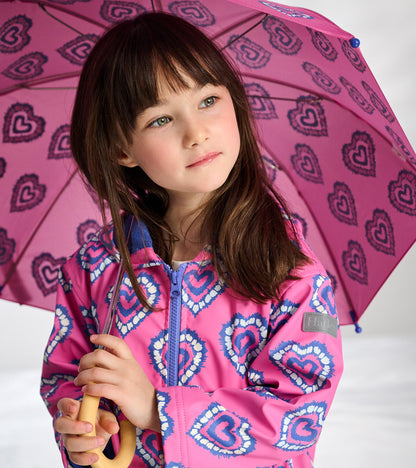 Girls Colour Changing Heart Burst Zip-Up Rain Jacket