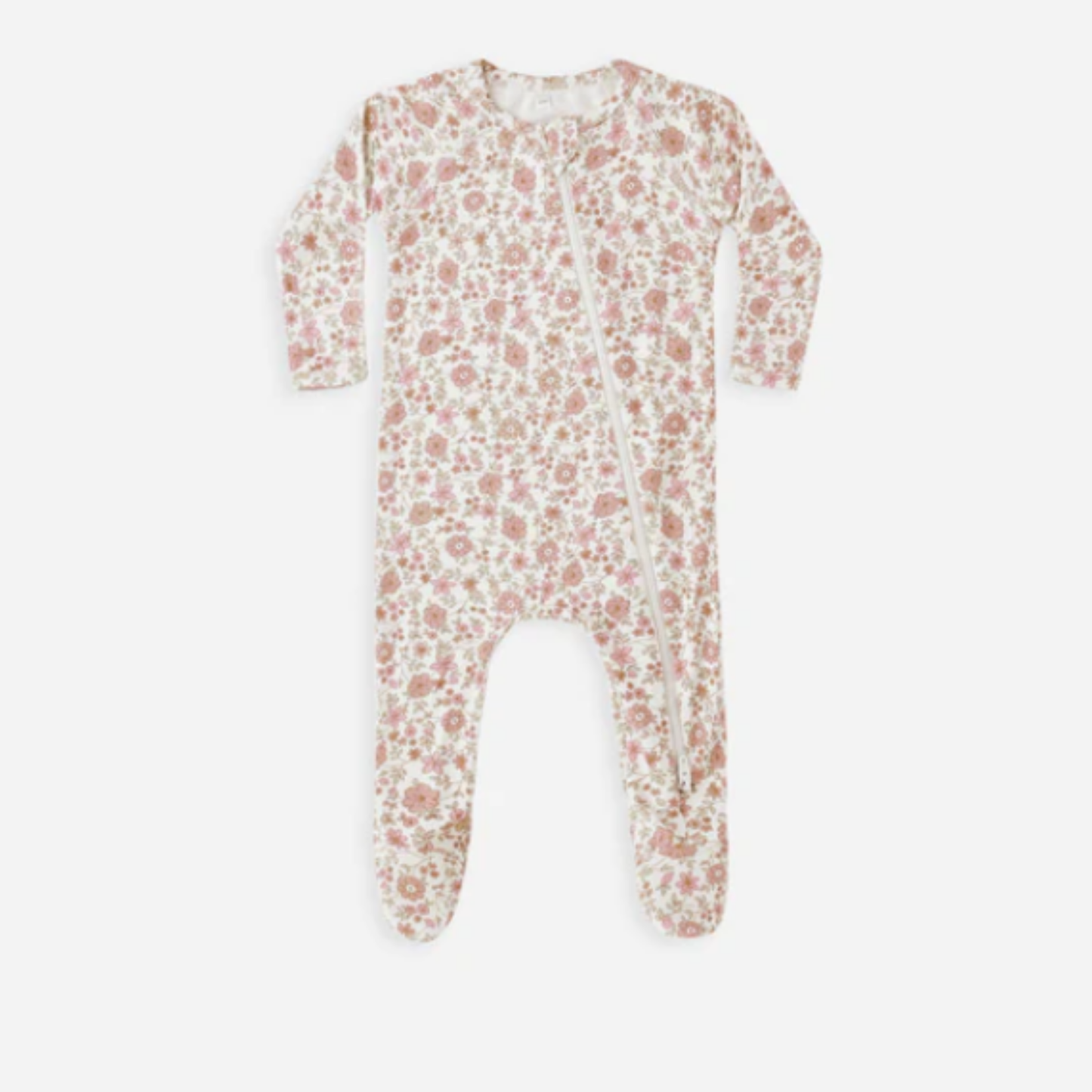 Bamboo Zip Footie | Bloom- Quincy Mae