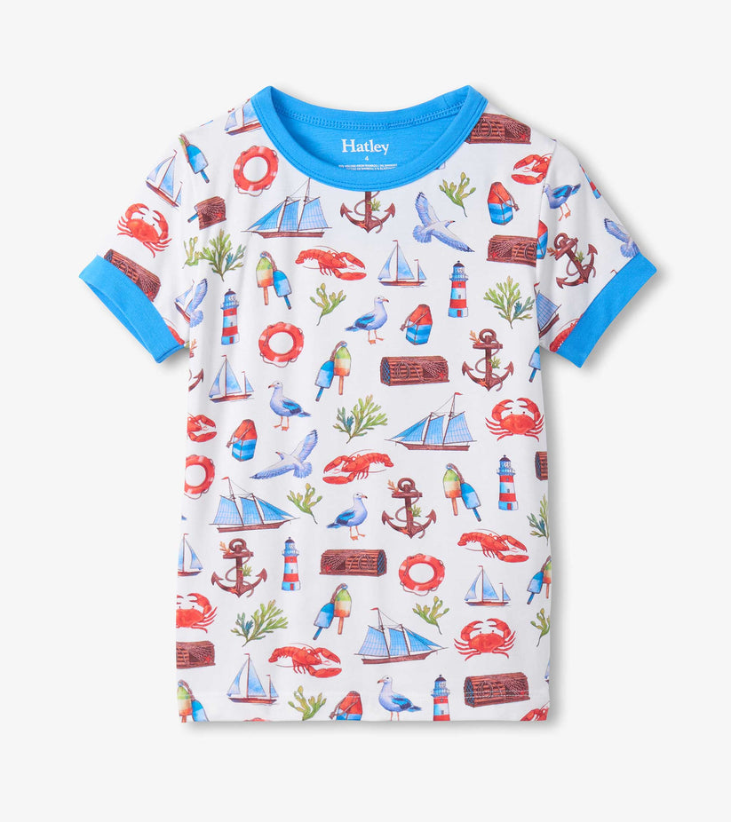 Painted Seascape Bamboo Short Pajama Set- Hatley