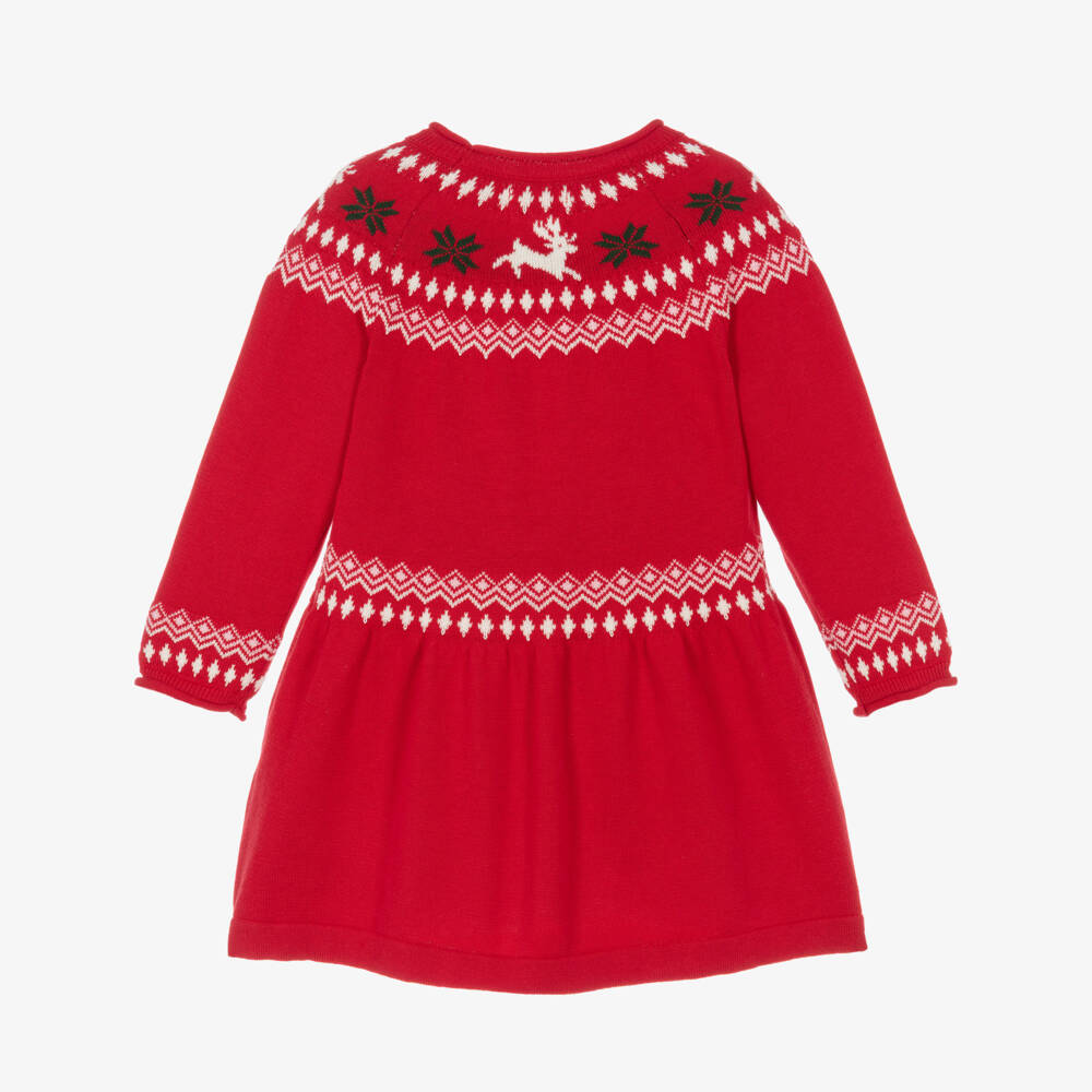 Hatley: Red Raindeer Fair Isle Flared Pretty Sweater Dress