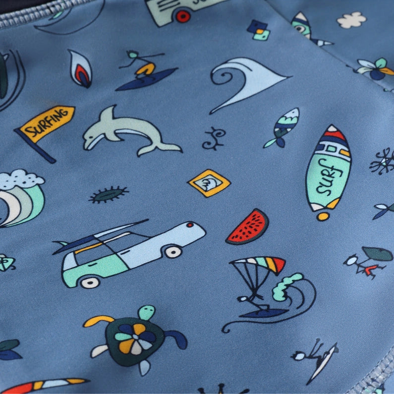 Blue Surf Life Swim Shorts- Colour Kids