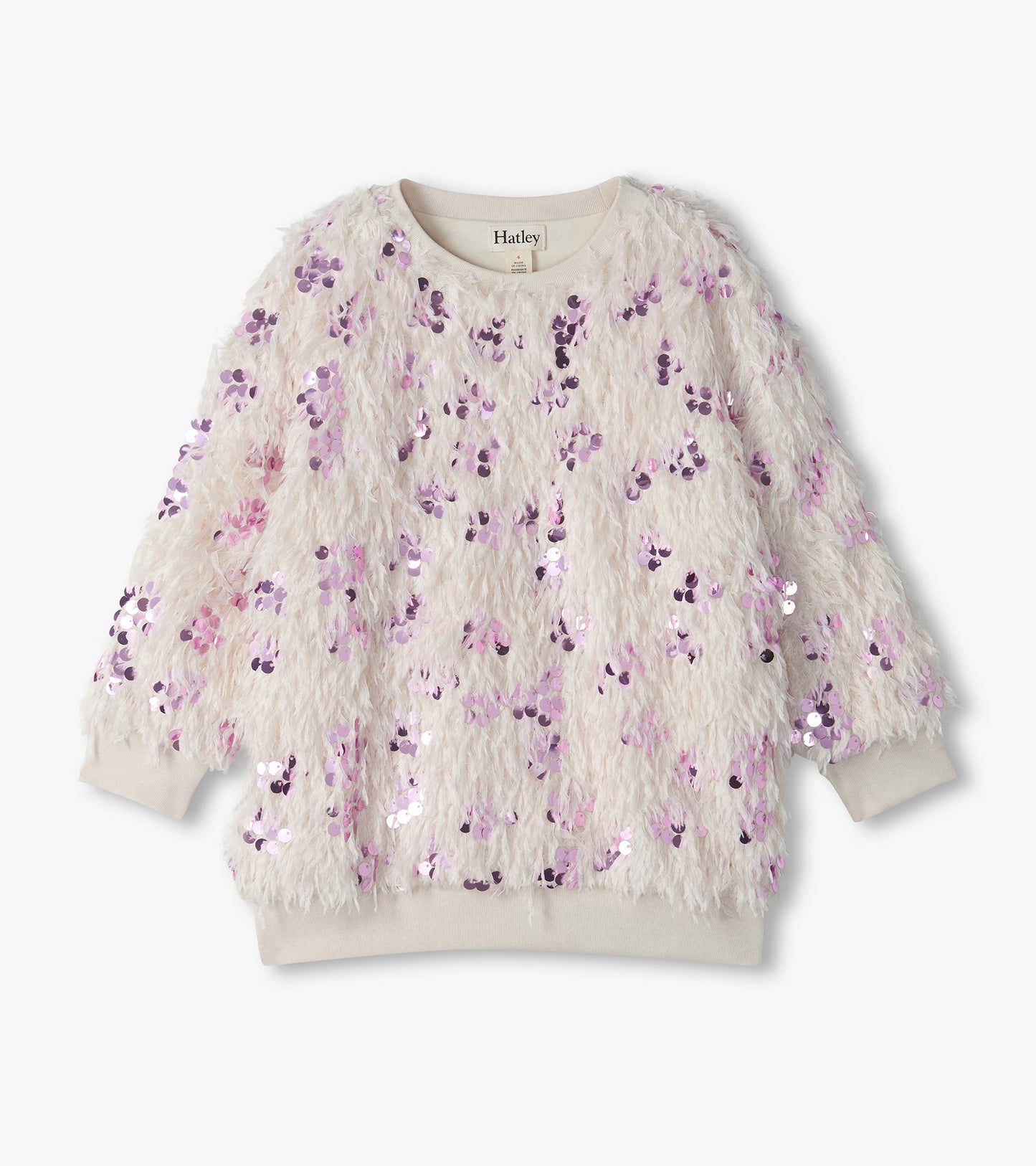 Hatley: Pink Sequins On Cream Feathers Pullover