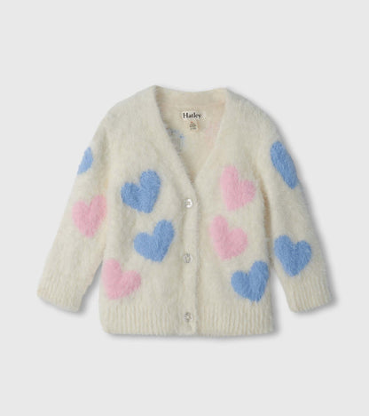 Hatley: Jumbo Hearts Fuzzy Cardigan