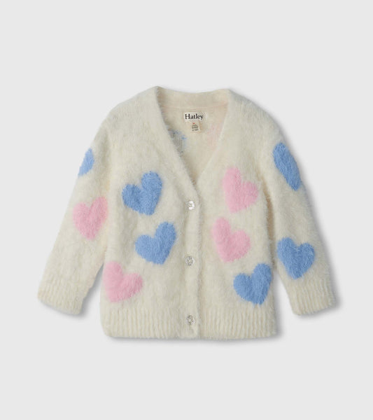 Hatley: Jumbo Hearts Fuzzy Cardigan