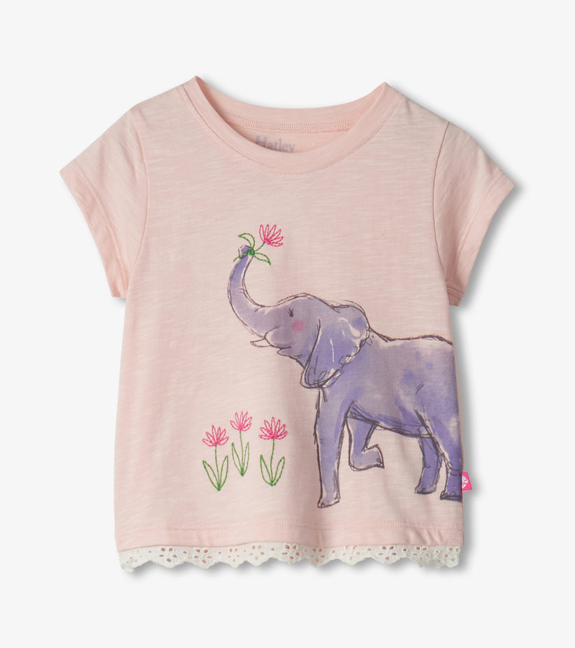 Elephant Eyelet Trim Tee and Short Set- Hatley