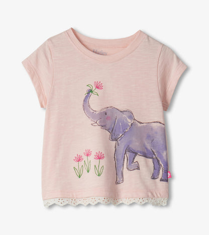 Elephant Eyelet Trim Tee and Short Set- Hatley