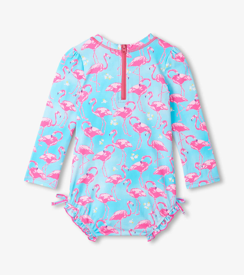 Whimsical flamingos rashgauard swim suit hatley