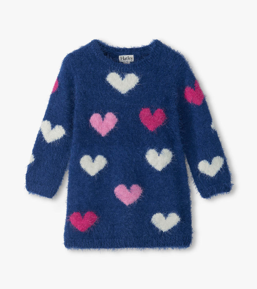 Lovely Hearts Furry Sweater Dress| Hatley