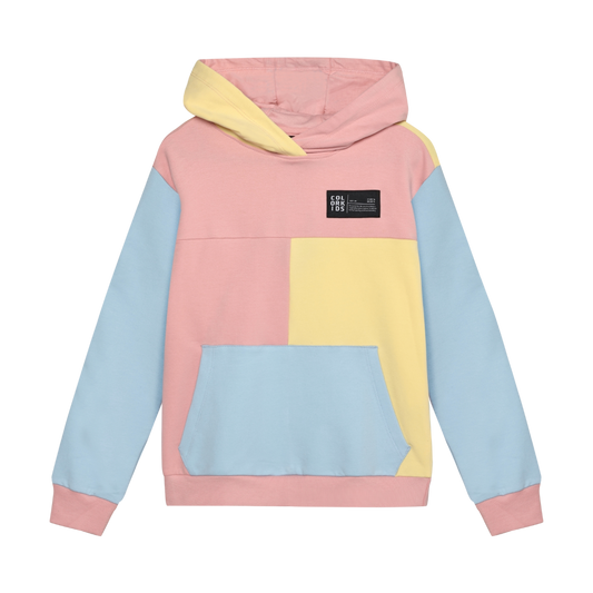 Sweat Hoodie Pink & Yellow Colourblock- Colour Kids