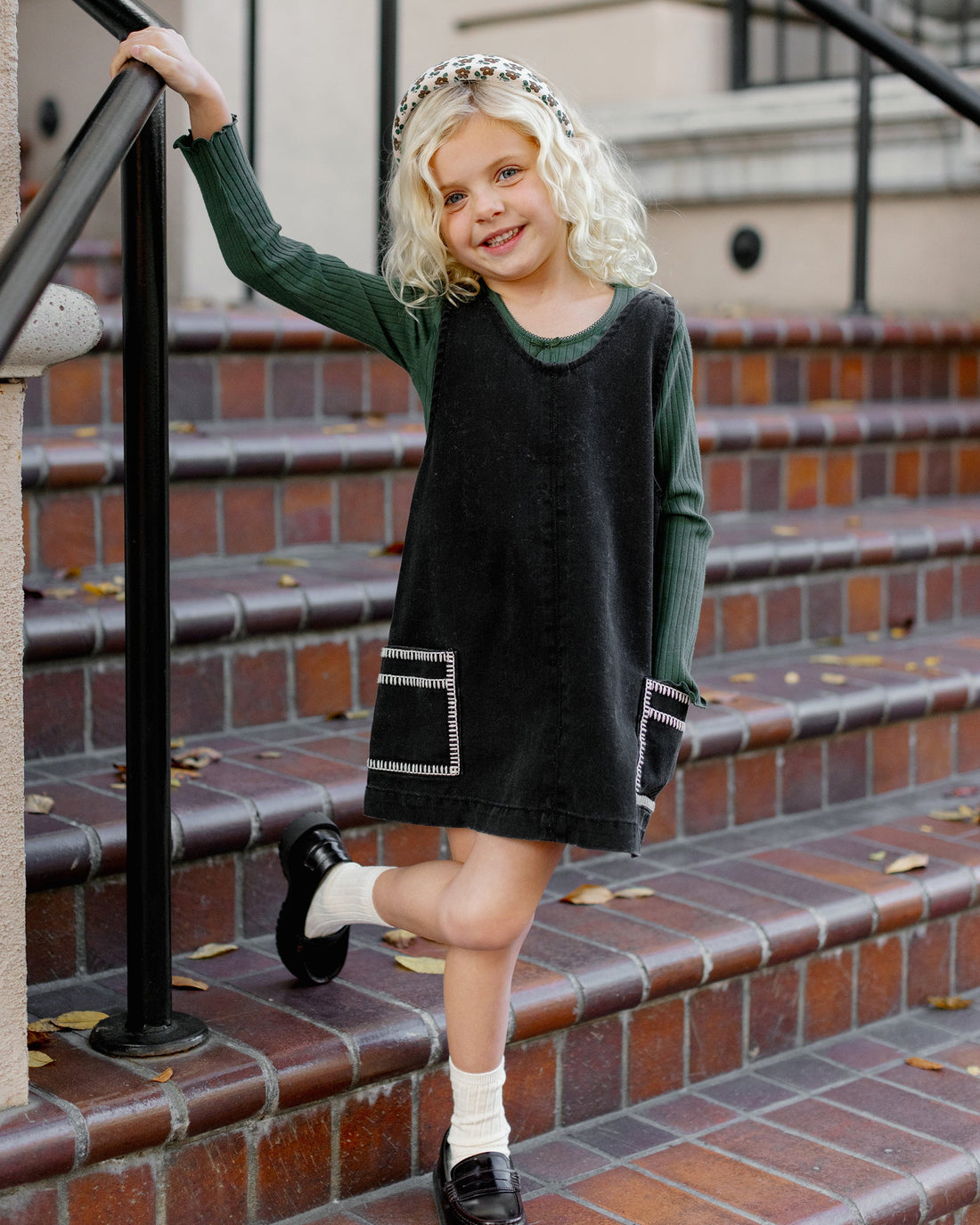 V-Neck Overall Dress || Washed Black