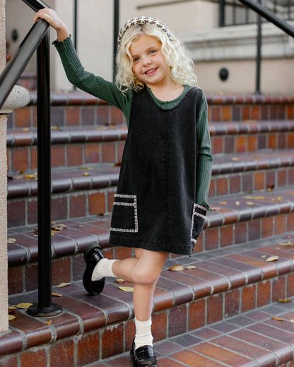 V-Neck Overall Dress || Washed Black