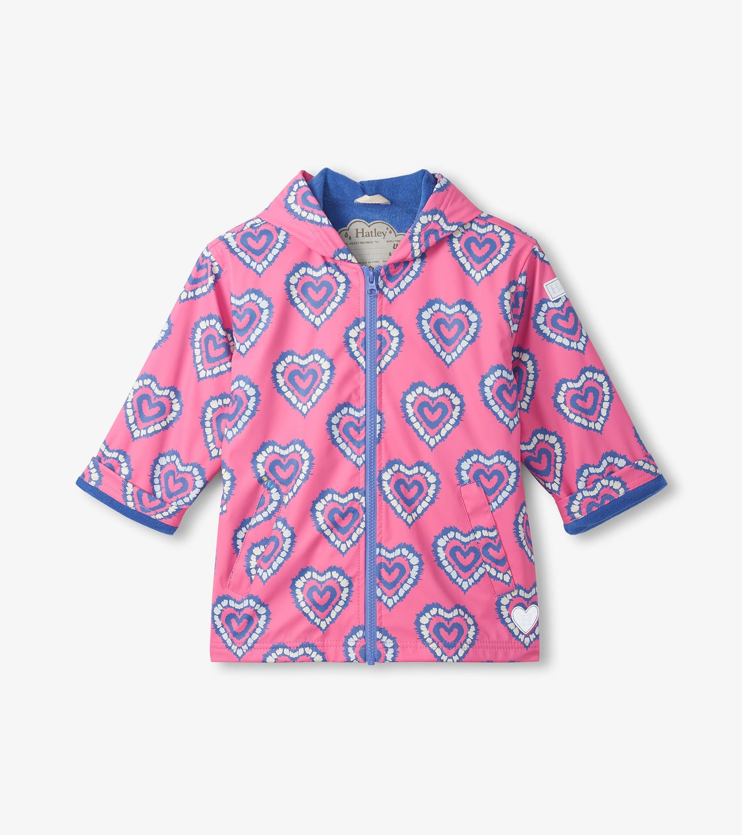 Girls Colour Changing Heart Burst Zip-Up Rain Jacket