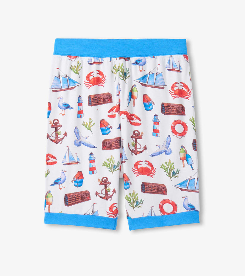 Painted Seascape Bamboo Short Pajama Set- Hatley