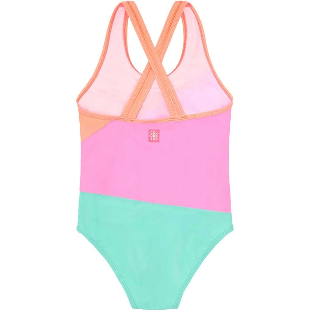 Colorblock Swimsuit Peach Pink- Colour Kids