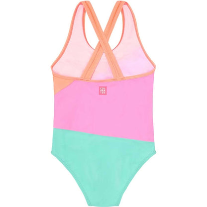 Colorblock Swimsuit Peach Pink- Colour Kids