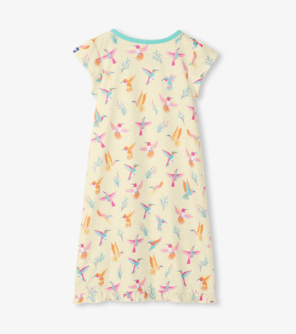 Springtime Hummingbirds Ruffle Hem Nightdress- Hatley