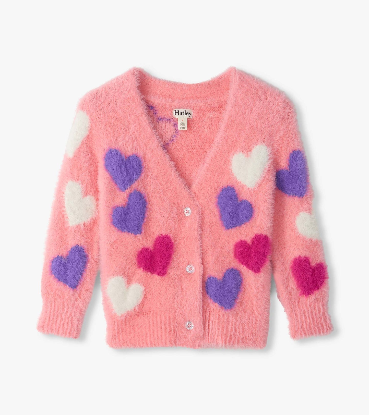 Hatley: Jumbo Hearts Fuzzy Cardigan