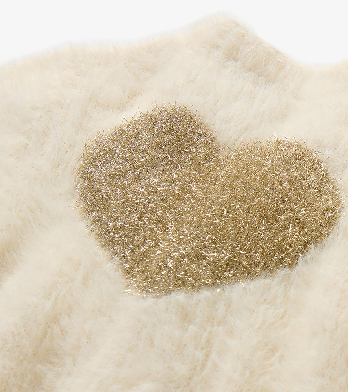 Hatley: Gold Heart Fuzzy Shrunken Cardigan