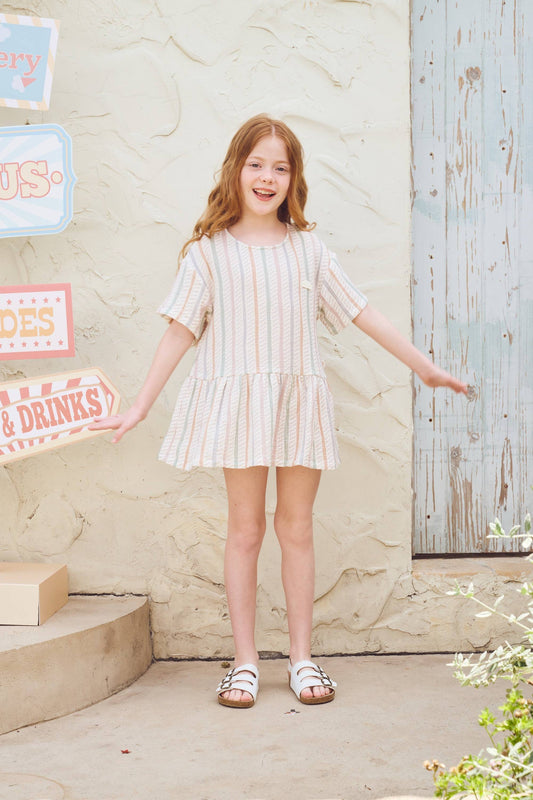 Nest dress caramel stripes