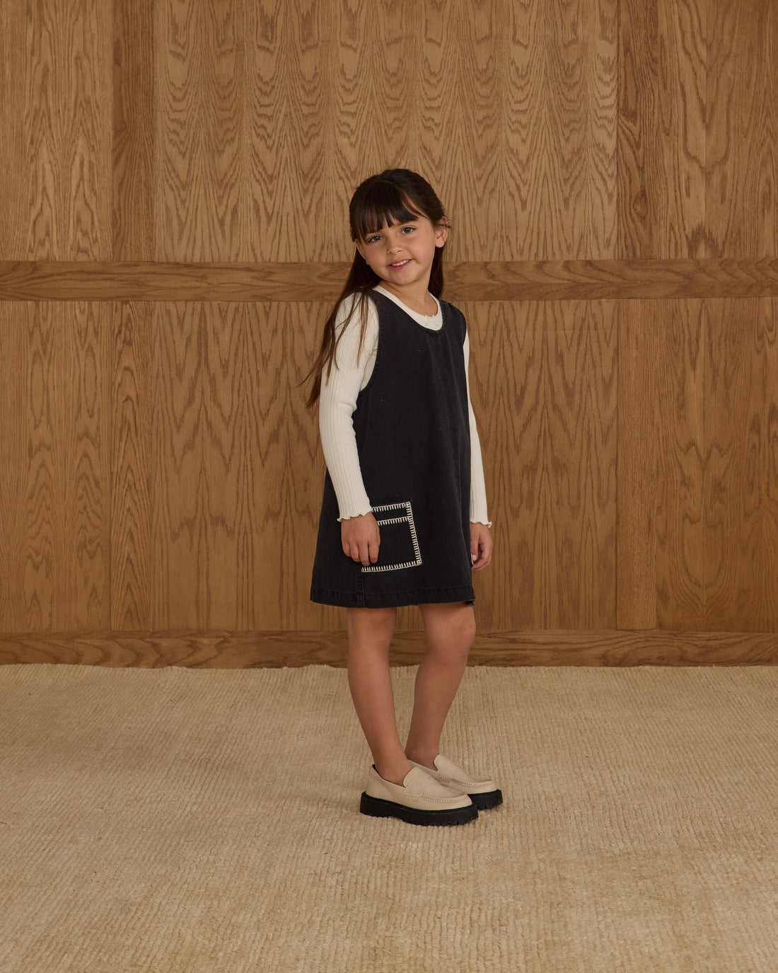 V-Neck Overall Dress || Washed Black