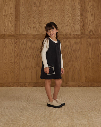 V-Neck Overall Dress || Washed Black