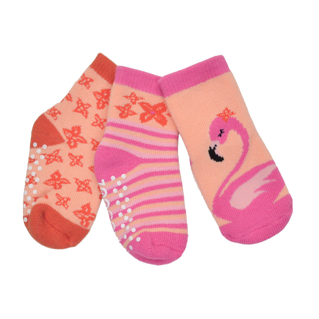 Zoocchini: Terry Socks 3pk Franny Flamingo