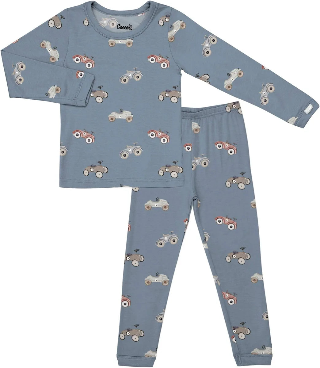 Coccoli: Cars On Steel Blue Pyjama Set