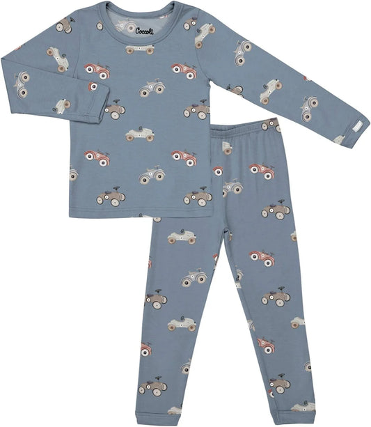Coccoli: Cars On Steel Blue Pyjama Set