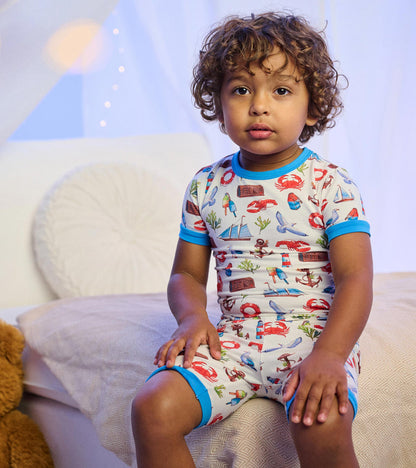 Painted Seascape Bamboo Short Pajama Set- Hatley